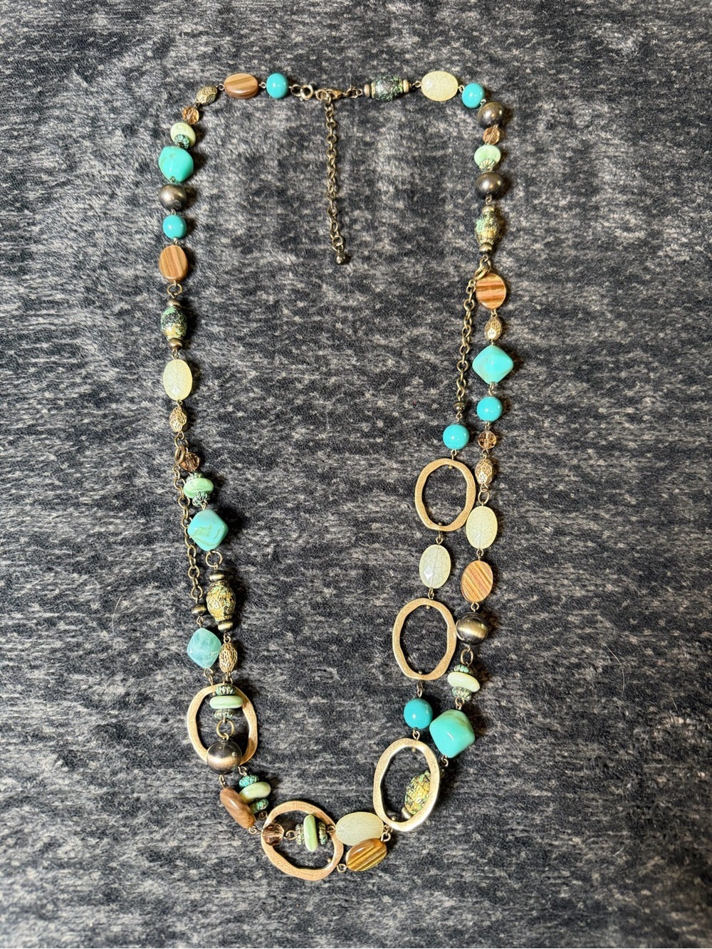 Premier Designs Double Layer Turquoise Beaded Statement Necklace Boho Southwest